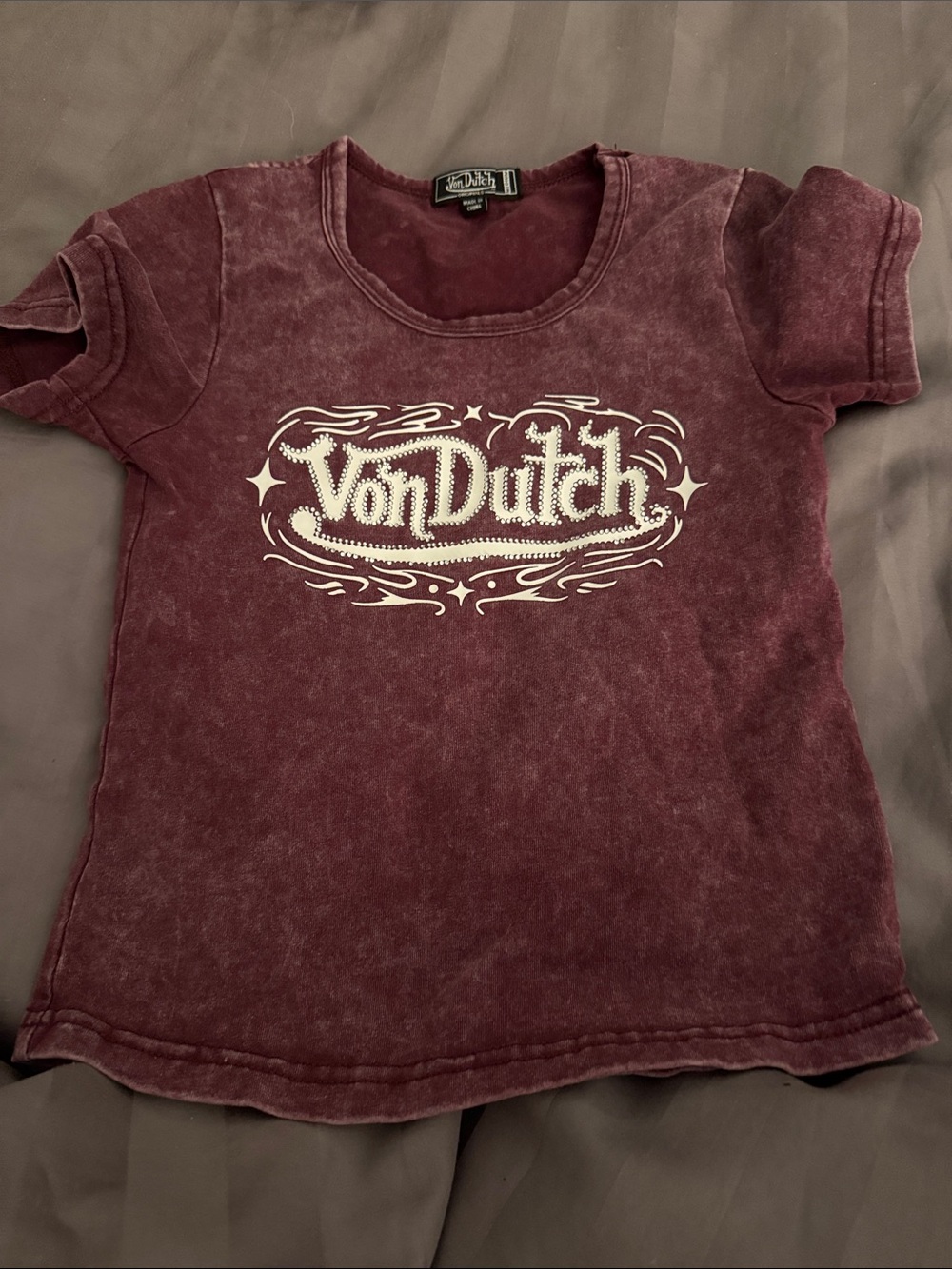 Von Dutch Maroon Logo Tee never worn!